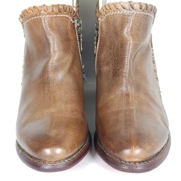 BedStu Women's Carla US6,5 Brown Leather Distressed Whipstitch Heel Ankle Boots - Picture 4 of 14